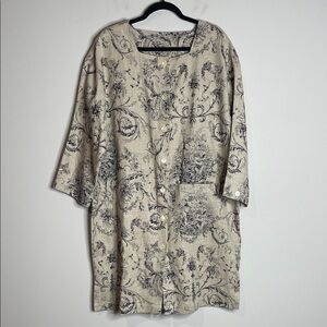 Gianna Rose | Women’s 100% Linen Made in USA Cherub Print Smock Dress